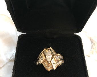 Vintage Solid 14K Gold Genuine Marquise Diamond ring 1.50 Tcw Size 6.5