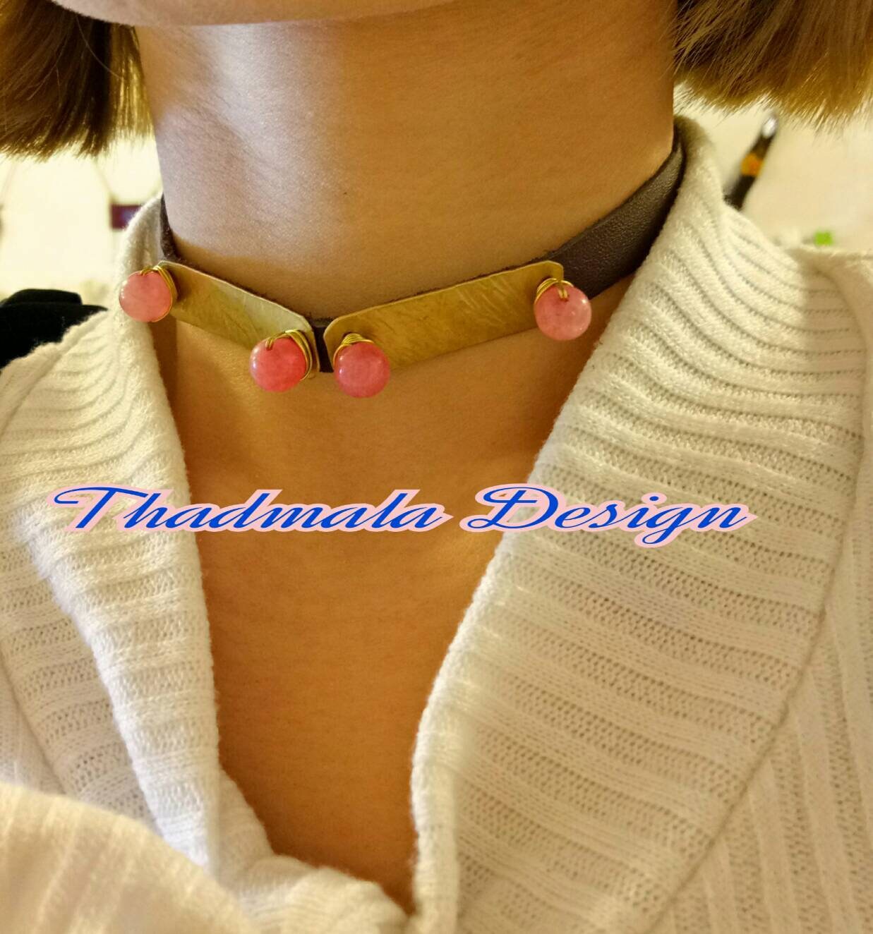 boho wires and stone choker
