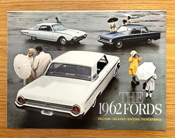 1962 Ford - Original Dealer Showroom Sales Brochure / Poster - 11&quot; x 8 1/4&quot; opens to 22&quot; x 16 1/2&quot;