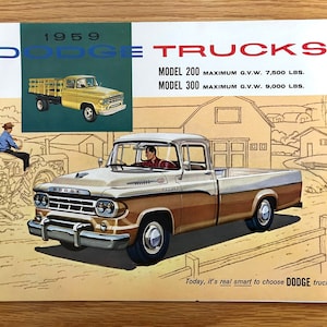 1959 Dodge Trucks - Model 200 / Model 300 - Original Dealer Showroom Sales Brochure - 11&quot; x 8 1/2&quot; Opens to 22&quot; x 17&quot;