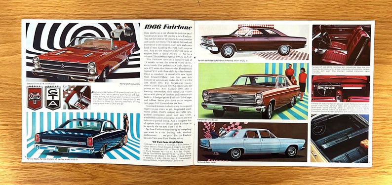 1966 Ford Ford / Fairlane / Falcon / Mustang / Wagons / Thunderbird Original Dealer Showroom Sales Brochure 11 x 9 1/4 16 pages image 4