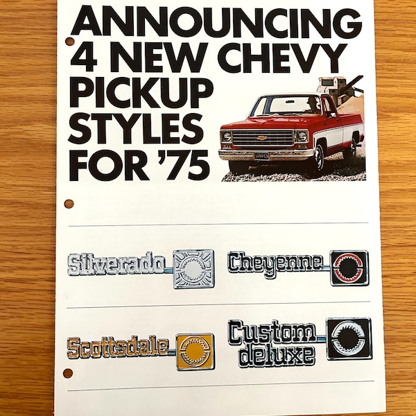 1975 Chevrolet Pickups - Original Dealer Showroom Sales Brochure - 8 1/2" x 11" - 6 pages