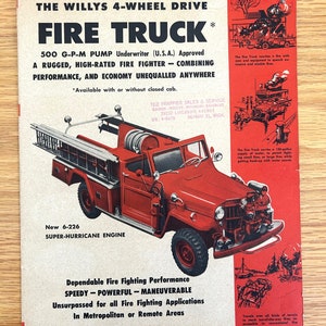 1955 Willys Fire Truck Brochure: Original Dealer Sales Sheet