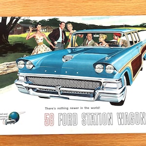 1958 Ford Station Wagon Sales Brochure: Original Dealer Showroom Ad