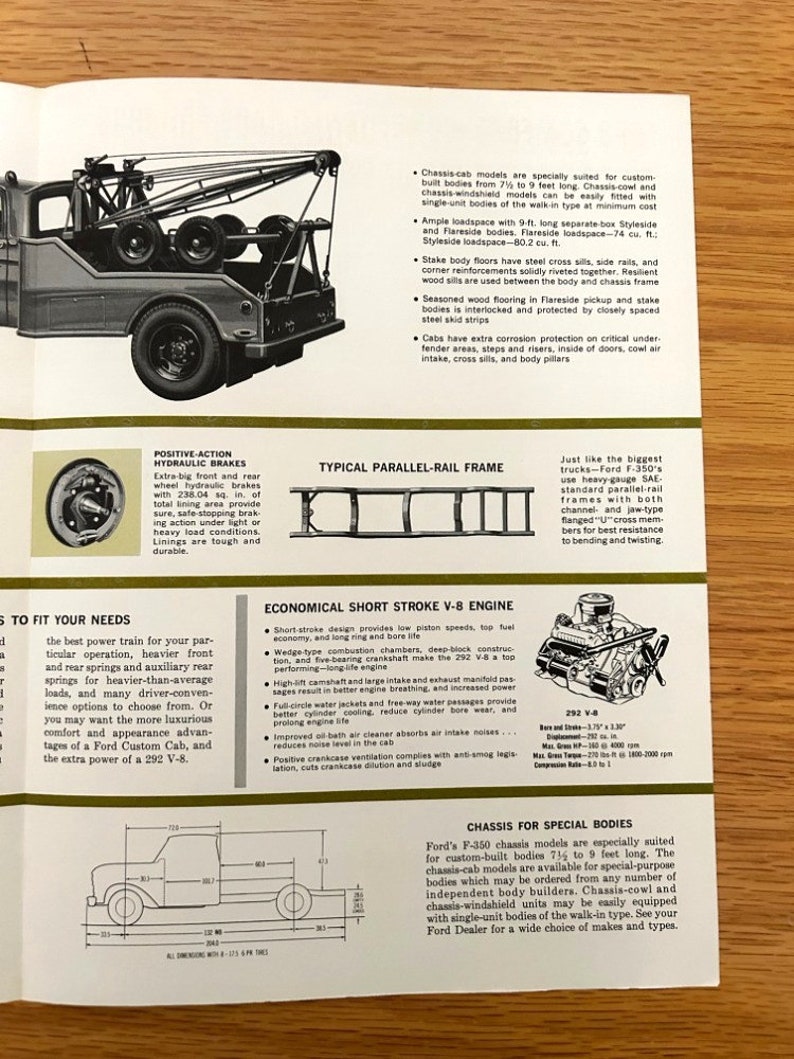 1963 Ford Trucks F-350 Series Original Dealer Showroom Sales Brochure 8 1/4 x 11 4 pages image 4