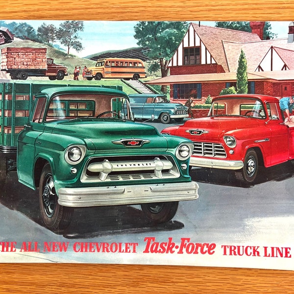 1955 Chevrolet Task Force Trucks - Full Line - Original Dealer Showroom Sales Brochure - 11" x 8 1/2" - 20 pages