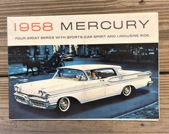 1958 Mercury - Original Dealer Showroom Sales Brochure / Poster - 9" x 6 1/4" opens to 18" x 25"