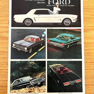 1964 Ford - Mustang / Ford / Fairlane / Falcon / Thunderbird - Original Dealer Showroom Sales Brochure - 8 3/8&quot; x 11&quot; - 16 pages
