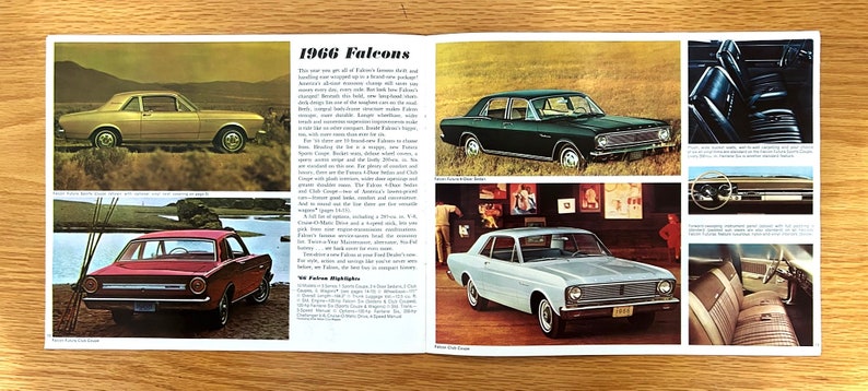 1966 Ford Ford / Fairlane / Falcon / Mustang / Wagons / Thunderbird Original Dealer Showroom Sales Brochure 11 x 9 1/4 16 pages image 7