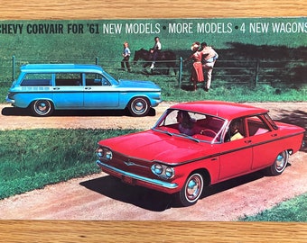 1961 Chevrolet Corvair - Original Dealer Showroom Sales Brochure - 11" x 7" - 12 pages