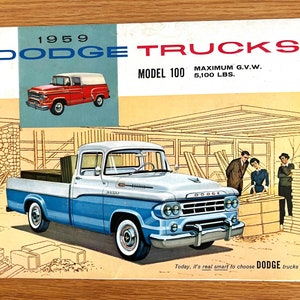1959 Dodge Trucks - Model 100 - Original Dealer Showroom Sales Brochure - 11&quot; x 8 1/2&quot; Opens to 22&quot; x 17&quot;