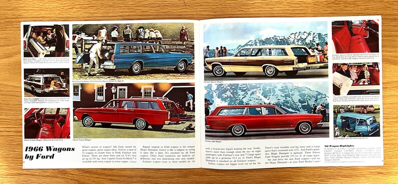 1966 Ford Ford / Fairlane / Falcon / Mustang / Wagons / Thunderbird Original Dealer Showroom Sales Brochure 11 x 9 1/4 16 pages image 8