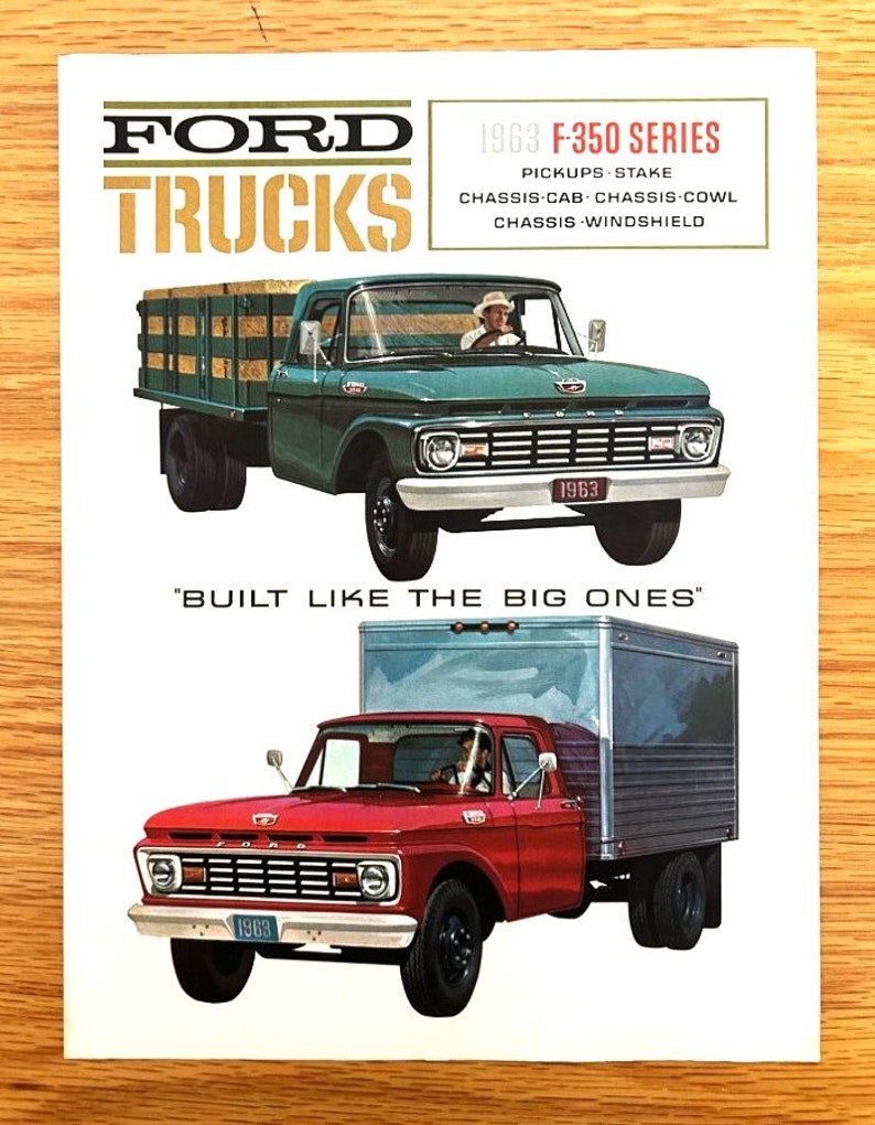 1963 Ford Trucks F-350 Series Original Dealer Showroom Sales Brochure 8 1/4 x 11 4 pages image 1