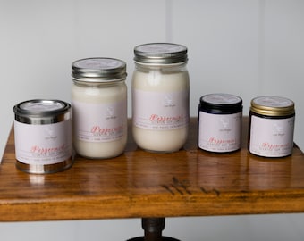 Soy Wax Candle - Peppermint Essential Oil - Holiday and Winter Scents