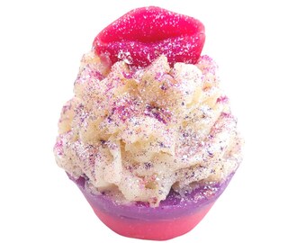 Kiss Me Cupcake Soap, Pink Purple White Cupcake Soap,