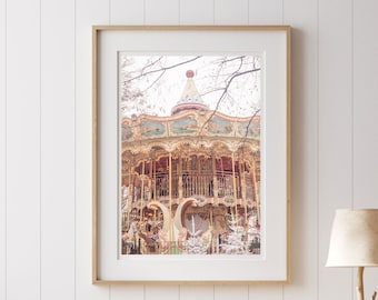 Carousel Wall Print, Merry Go Round Photography Print, Dreamy Carousel Print, Nursery Wall Art