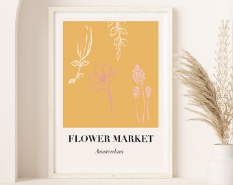 Flower Market Wall Print, Pink Art Print, Printable Poster, Digital Downloads