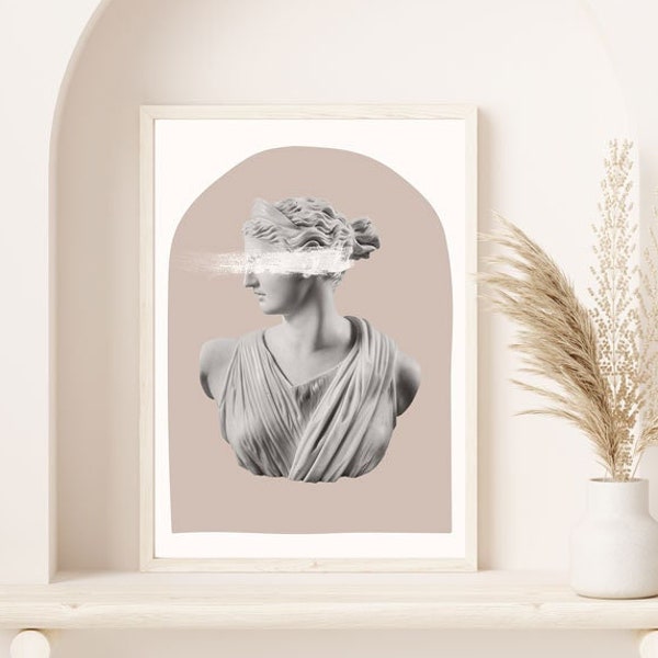Ancient Aesthetic Statue Head Print - Artemis Print - Printable Wall Art - Digital Download Art - Neutral Wall Print - Goddess Print