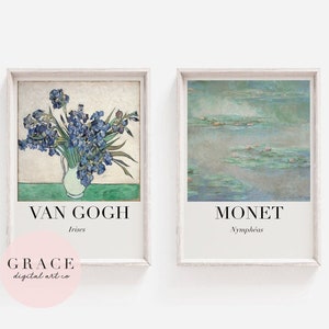 Van Gogh Print, Monet Art Print, Printable Van Gogh, Digital Downloads, Gallery Wall Print, Art Poster Set