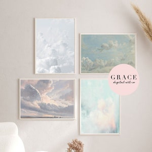 cloud print gallery wall print set of 4 | downloadable sky wall art | contemporary gallery wall | digital downloads