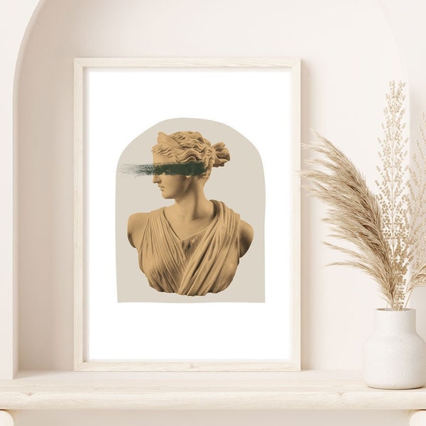 Griechische Statue Wand Kunstdruck - Artemis Druck - druckbare Wandkunst - Digitaler Download Kunst - Grüne Wand Druck - Göttin Druck