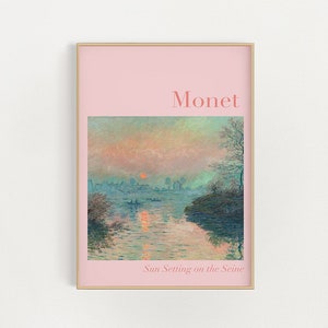 Pink Monet Sunset Print, Wall Art Print, Digital Downloads, Gallery Wall Print, Bedroom Decor, Dorm Decor