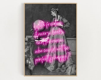 Oscar Wilde Quote Wall Art Print, Digital Download Print, Altered Art, Booklover Print, Maximalist Decor, Neon Print