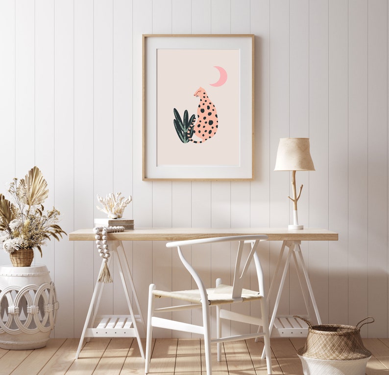 Digital Downloads Neutral Decor Pink and Beige Print Boho Wall Print Boho Leopard Print