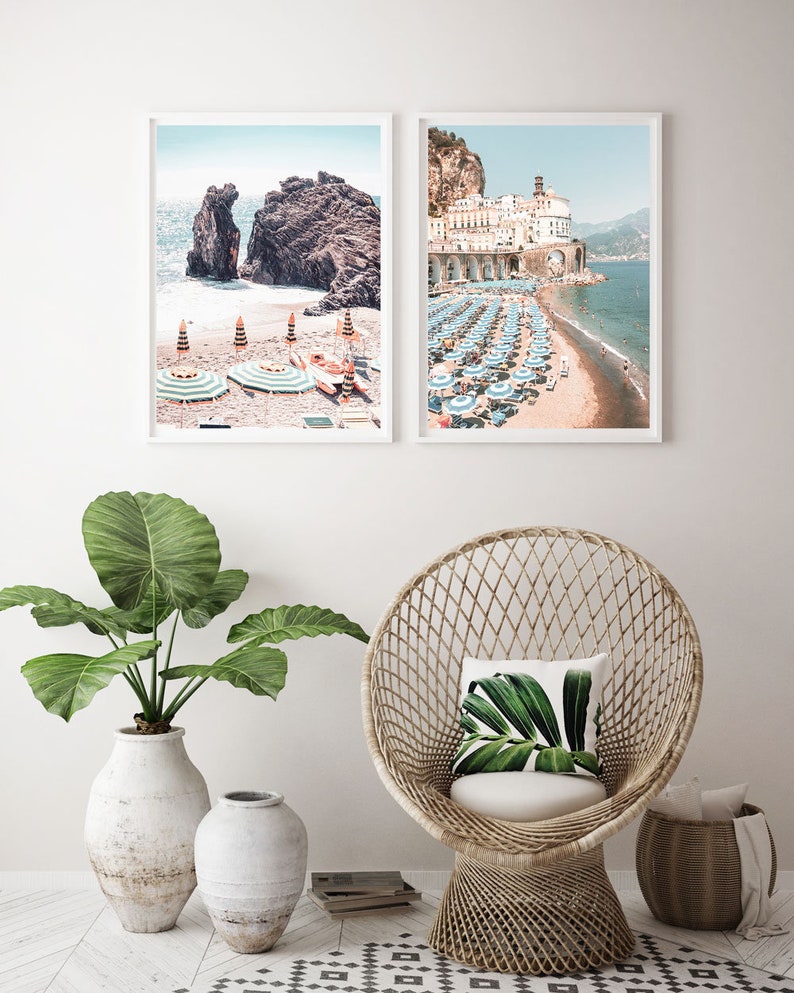 Set of Two Beach Prints Beach Wall Art Italian Beach Etsy