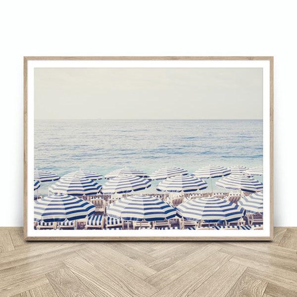 Beach Umbrella Printable - Digital Download Beach Print -  Beach Wall Print - French Riviera Print - Printable Wall Art - Beach Photo