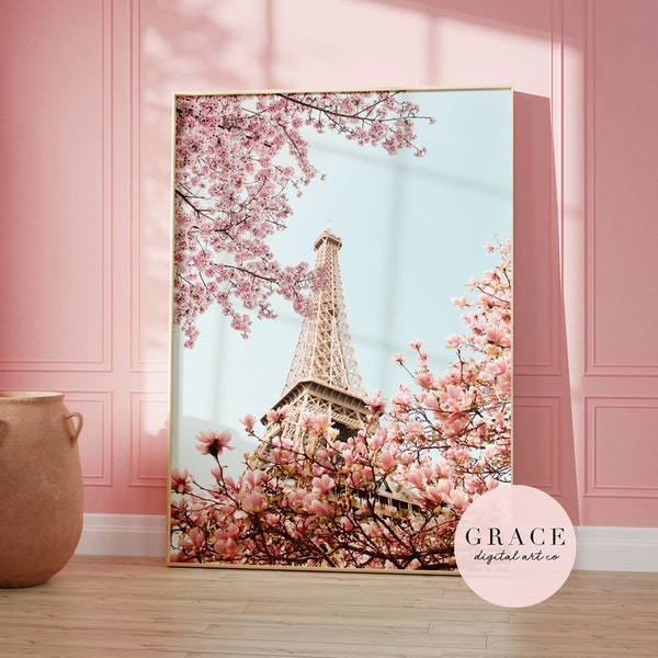 Paris Wall Art Print - Paris Photography Print - Eiffel Tower Poster - Paris Blossom Print