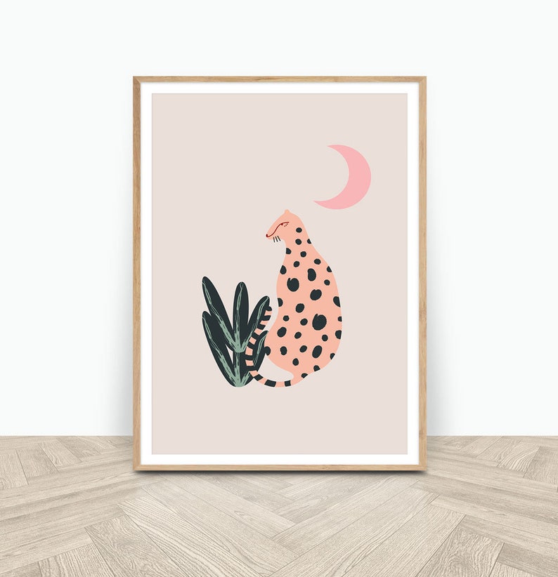 Digital Downloads Neutral Decor Pink and Beige Print Boho Wall Print Boho Leopard Print
