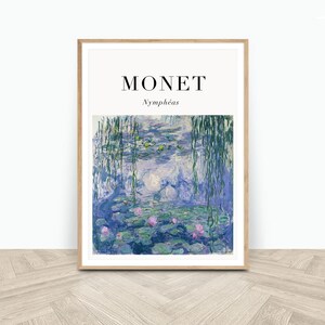 Monet Water Lilies Print, Art Print, Digital Downloads, Gallery Wall Print