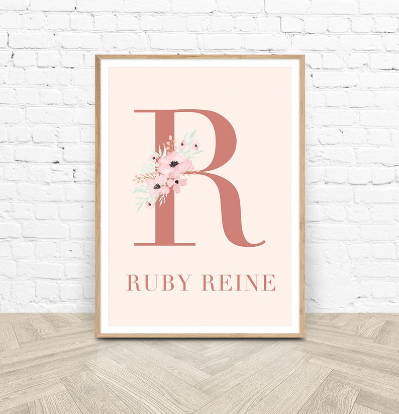 Terracotta Print Personalised Initial Print Digital Download Custom Name Print Monogram Nursery Print Boho Nursery Print