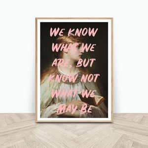 Ophelia Hamlet Print, Digital Download Print, Altered Art, Dorm Decor, Bedroom Print, Pink Print, Instant Download Art