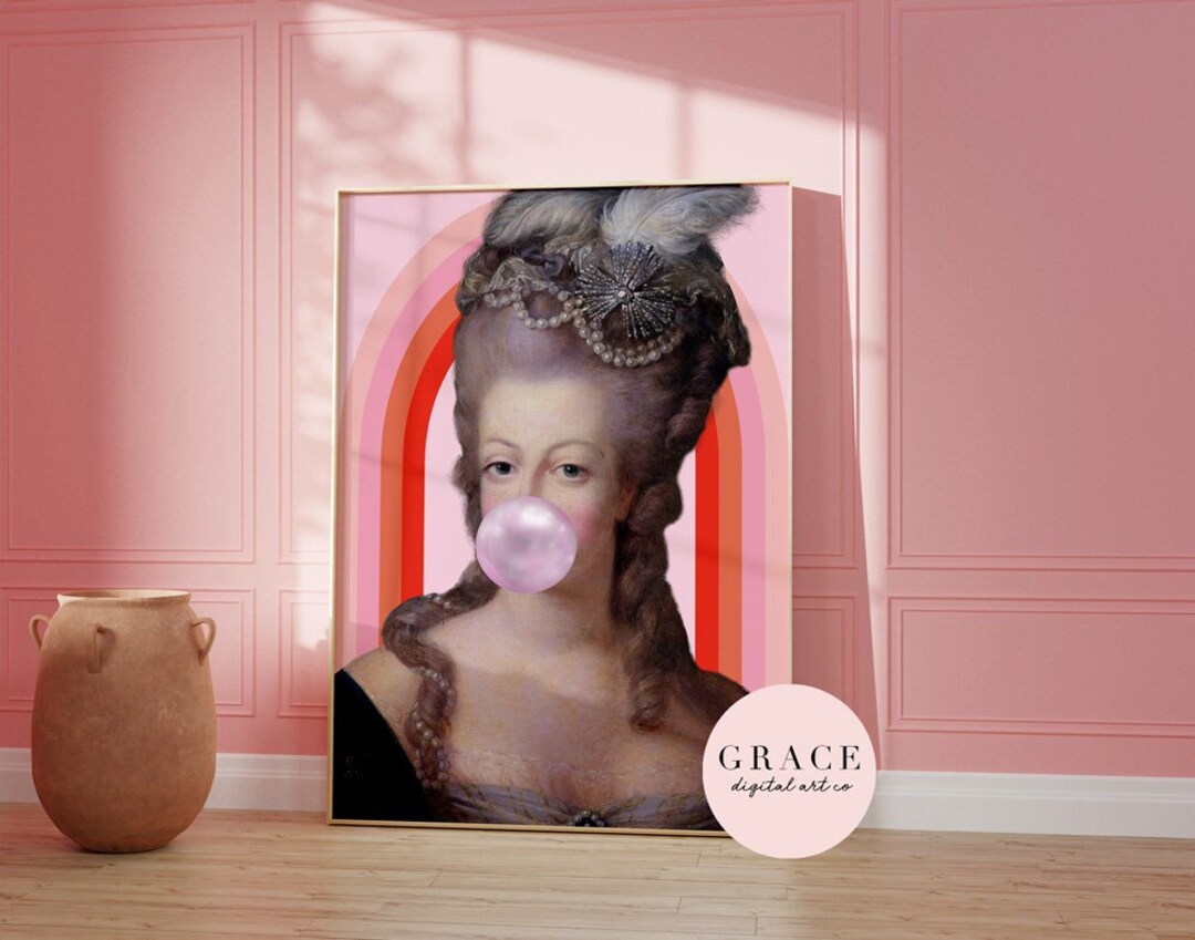 Marie Antoinette Print Printable Wall Art Digital Download Art Pink ...