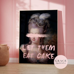 marie-antoinette print | let them eat cake poster | quote wall art | pink wall decor | altered art | digital prints