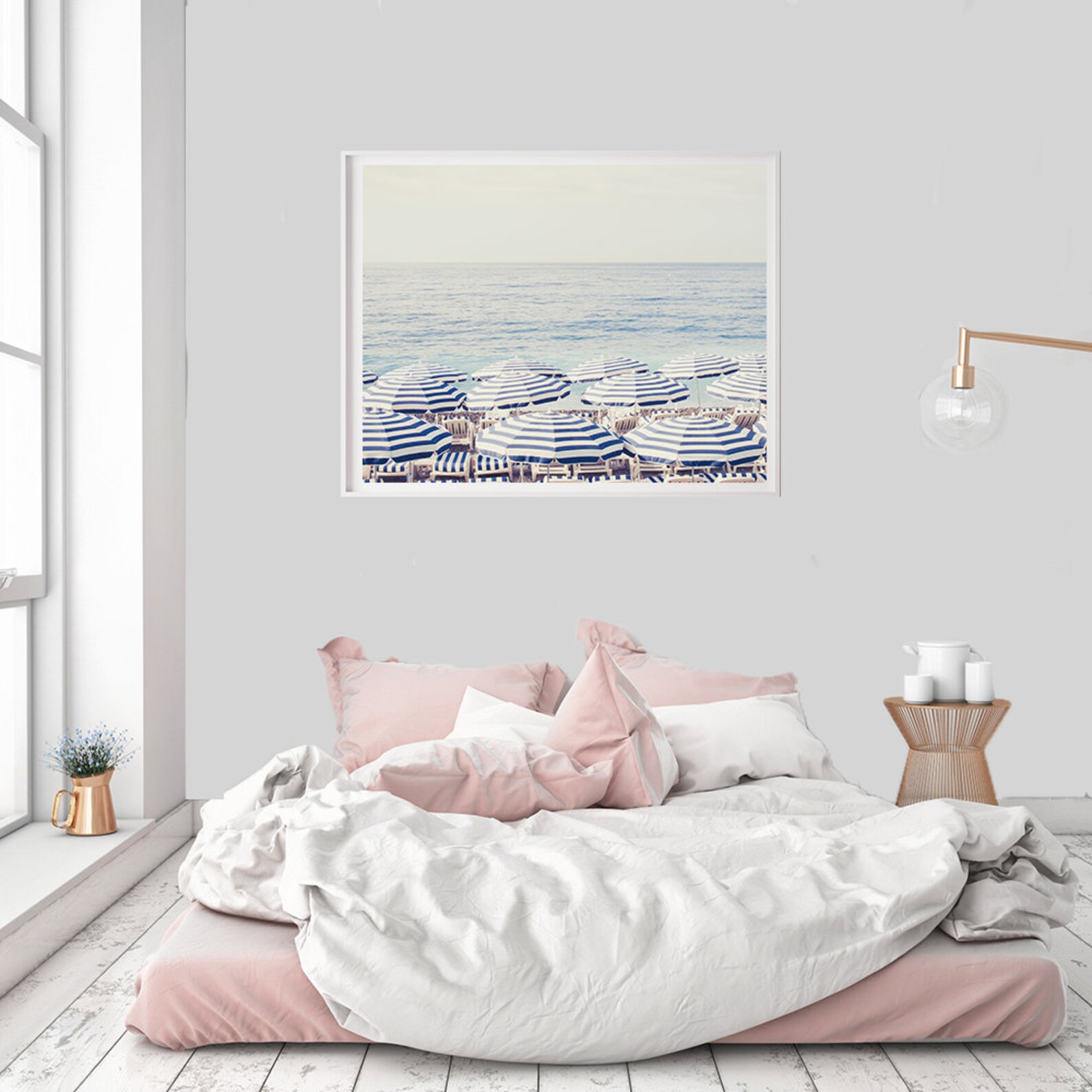 Blue Beach Umbrellas Print Beach Umbrella Printable Beach Etsy