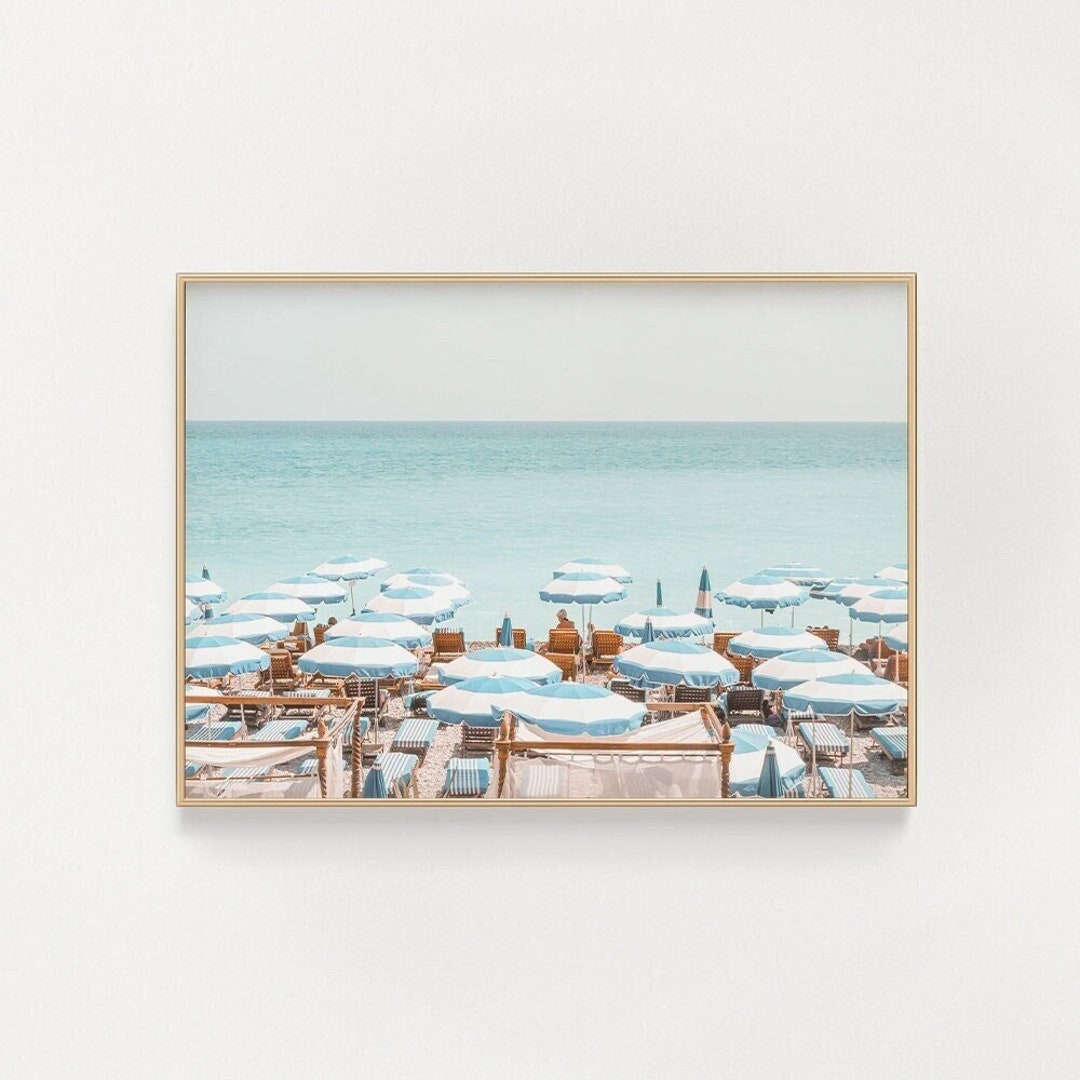 Blue Beach Umbrellas Print Beach Umbrella Printable Beach - Etsy