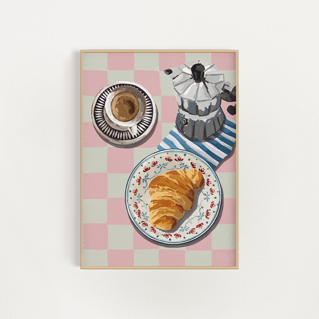 Pink Kitchen Wall Print, Coffee Art Print, Digital Downloads, Gallery ...