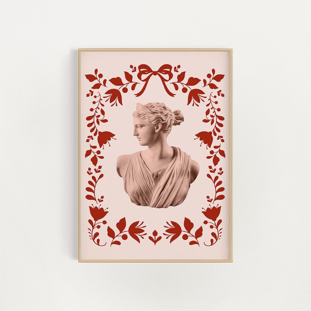 Pink and Red Goddess Print Artemis Print Printable Wall Art Digital ...