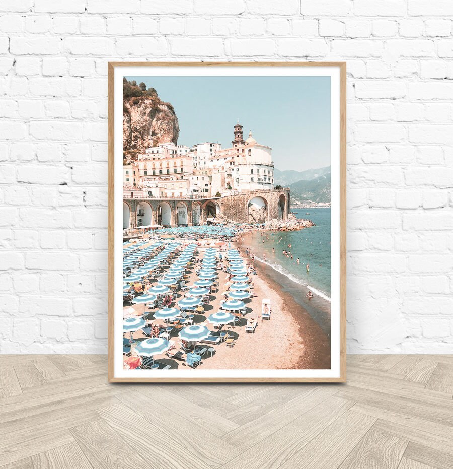 Beach Umbrella Print Printable Wall Art Beach Digital Print Etsy