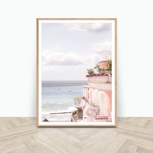 Positano Beach Print, Coastal Print, Pink Print, Digital Download Poster, Beach Photography Poster