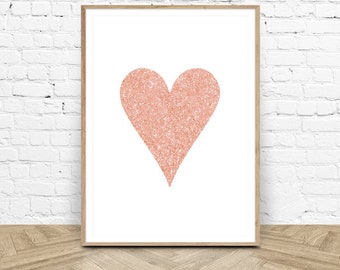 Heart Wall Art, Love heart print, rose gold print, Digital Downloads, Love Print