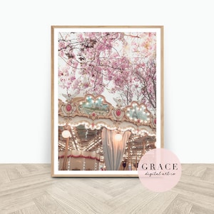 Paris Wall Print, Paris Photography Print, Paris Printable, Carousel Printable, Merry-go-round Print, Paris Nursery Wall Art