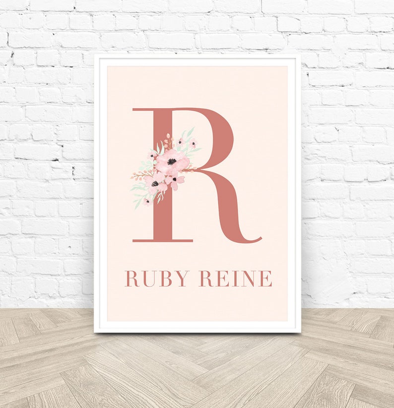 Terracotta Print Personalised Initial Print Digital Download Custom Name Print Monogram Nursery Print Boho Nursery Print