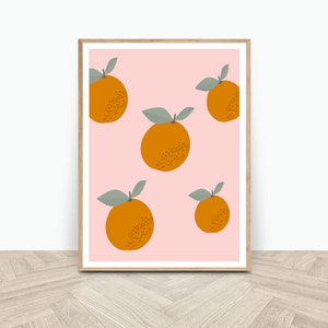 Clementine Orange Art Print -Pink Summer Print - Printable, Digital Download