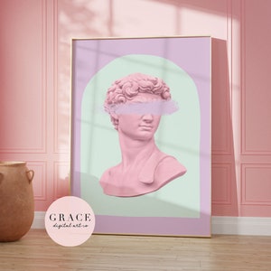 Aesthetic David Head Print - Printable Wall Art - Digital Download Art - Purple Wall Print - David Print