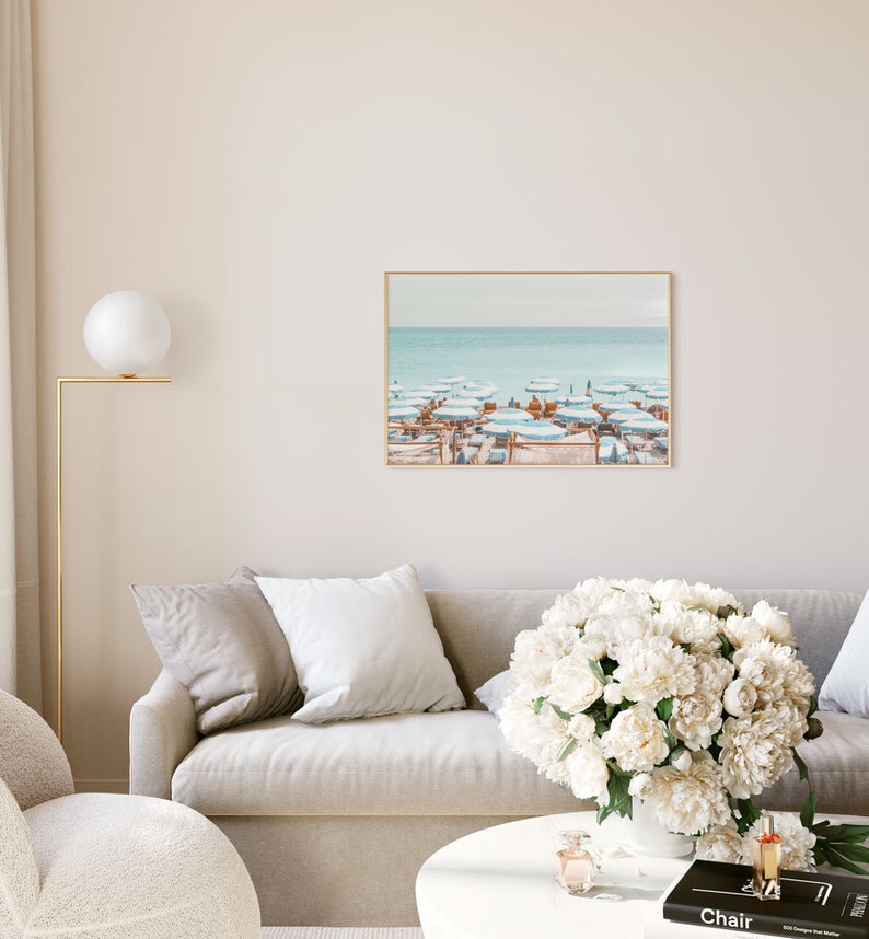 Blue Beach Umbrellas Print Beach Umbrella Printable Beach Etsy