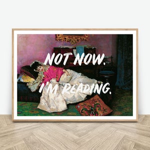 Not Now I'm Reading Altered Art Print, Digital Download Print, Altered Art,  Bedroom Print, Pink Print, Instant Download Art